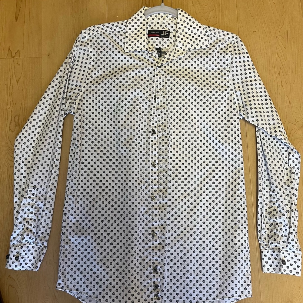 Men's White and Black Polka Dot Shirt
